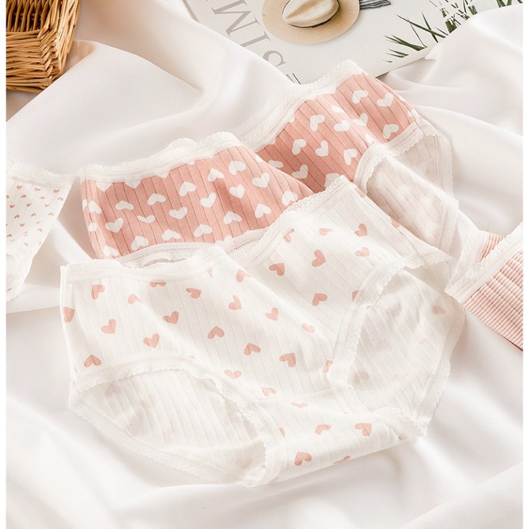 Cute 4-Way Stretch Cotton Panties with Tamarind Seeds (Pink Heart