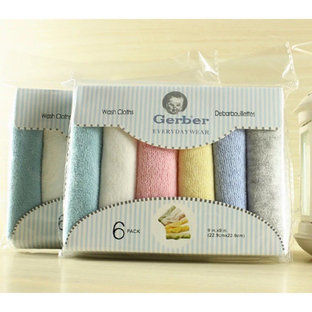 Gerber 6 Piece Pack Washcloth Bimpo Square Face Towel Shopee Philippines