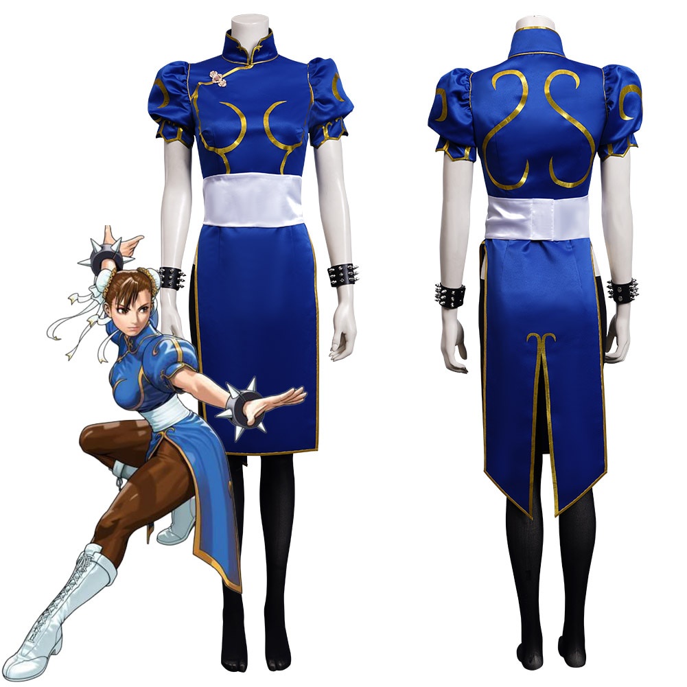 Game SF Chun-Li Cosplay Costume Cheongsam Dress Outfits Halloween Carnival  Suit