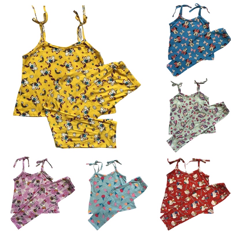 WOMENS STRING SPAGHETTI PAJAMA TERNO | Shopee Philippines