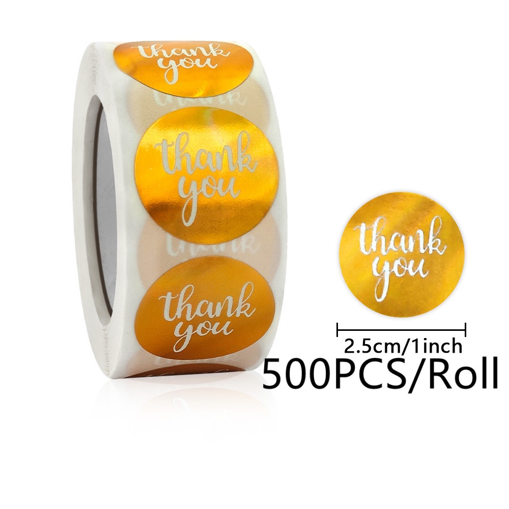 1 Inch Thank You Stickers 500pcs Red & Blue Gold Foil Paper For Baking ...