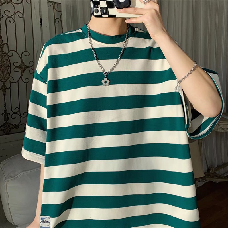 Plus Size Tee Fashion Men's Oversized tshirt Short-Sleeved T-Shirt stripe graphic tshirt for men ...