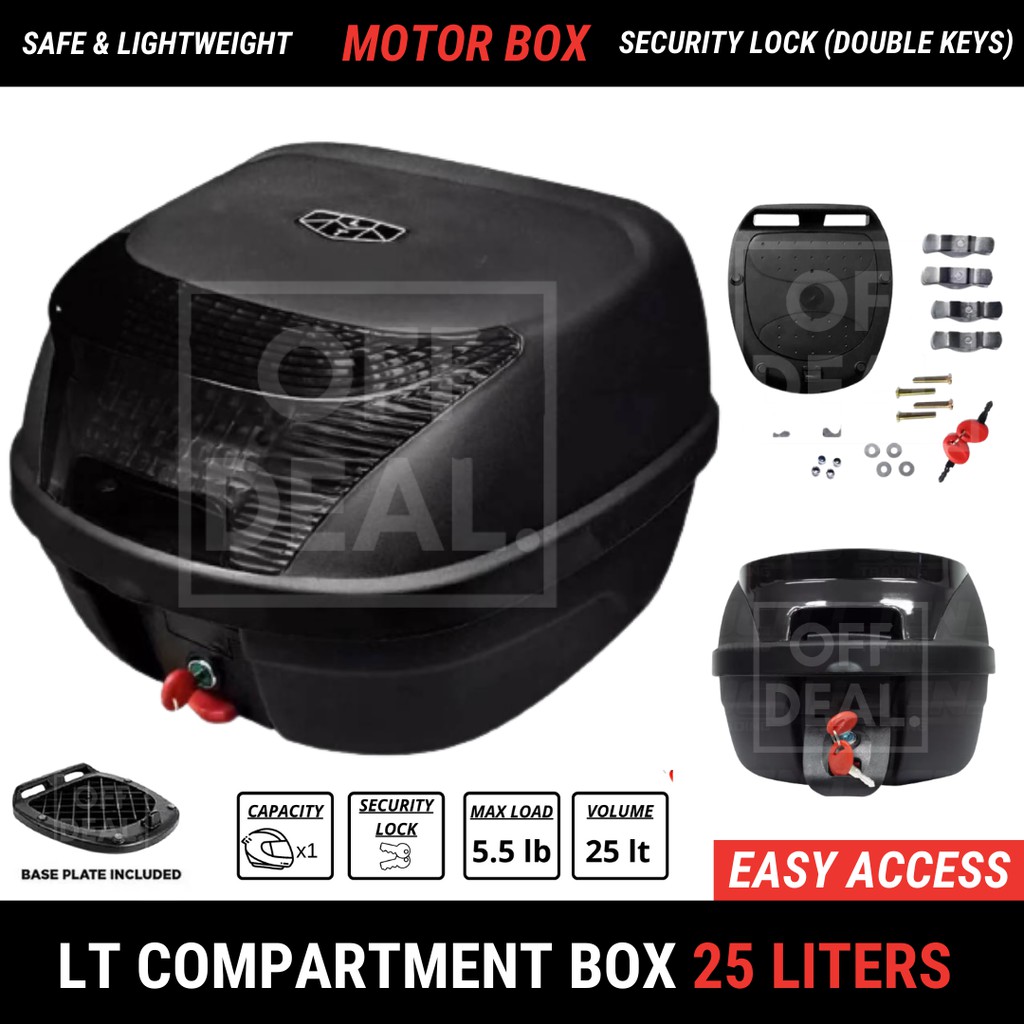 Rxr Compartment Box 25Liters Motorcycle Safety Box | Shopee Philippines