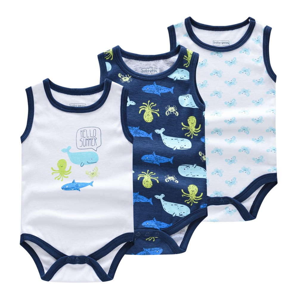 PCS/PACK Newborn Baby Suit 100% Cotton Non-Sleeve Summer Boy Baby Onesie  Lovely Cartoon Romper Set