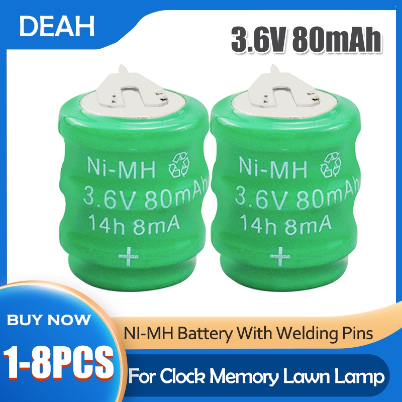 18PCS 3.6V 80mAh NiMH Rechargeable Batteries With Welding Pins For