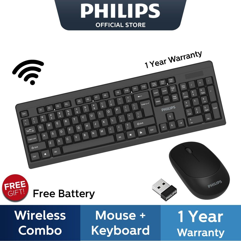 Philips Wireless Keyboard Mouse Combo Set C324 Pro for Desktop Laptop