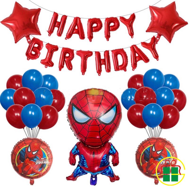 26Pcs/Set Spiderman Balloon Happy Birthday Set Boy Cartoon Theme Party ...