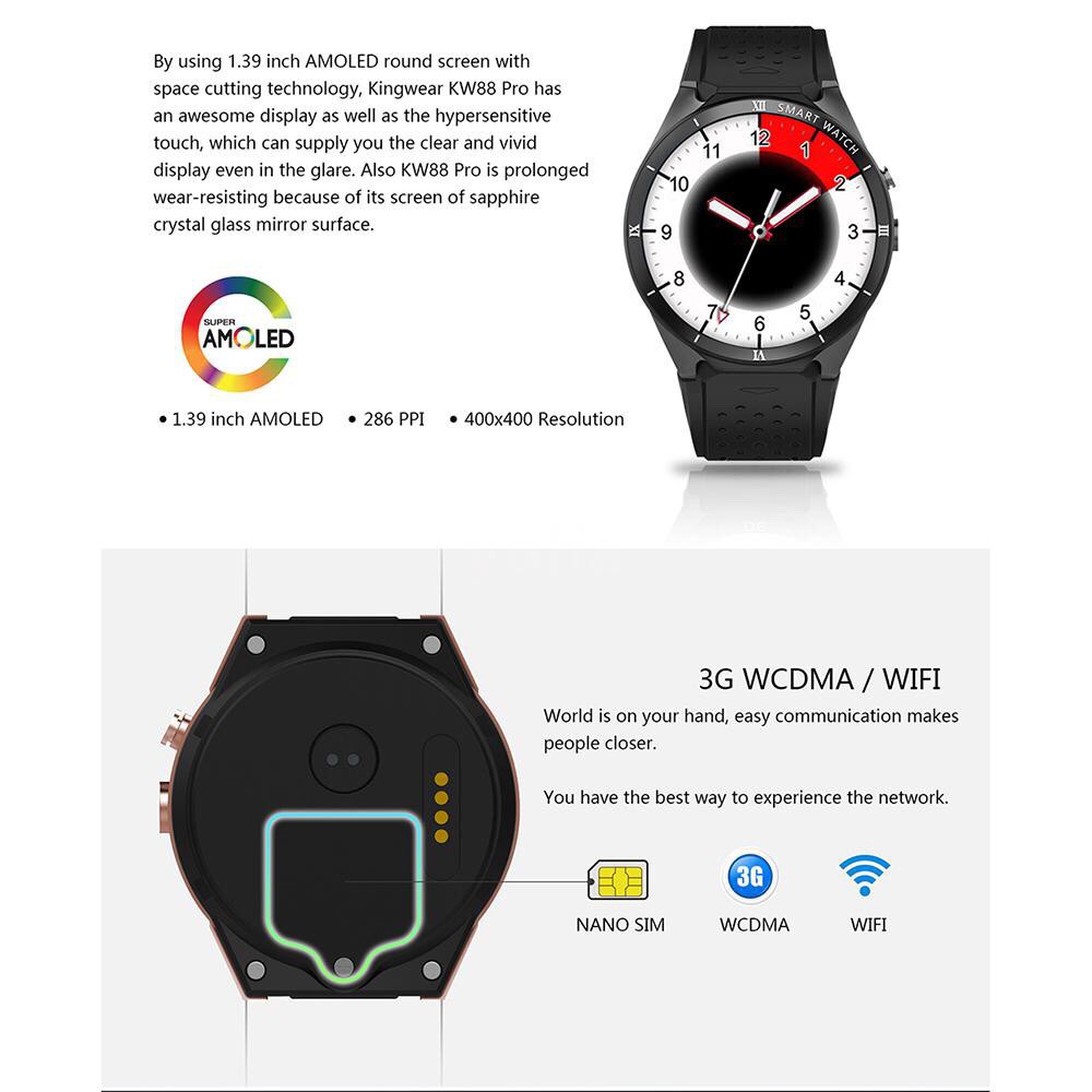 KingWear KW88 Pro 3G Smartwatch Phone Android 7.0 1G RAM 16G Shopee Philippines