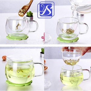 Cute Mushroom Cup Gothic Ceramic Tea Mug Set Black Glass Tea Cup With Infuser An
