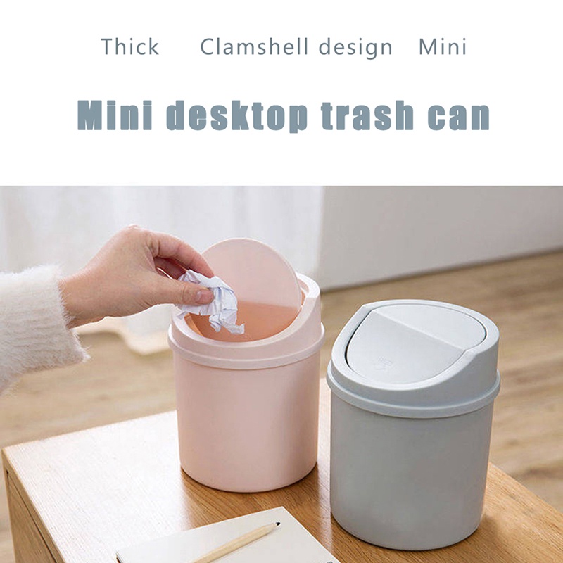 Mini Creative Small Waste Bin Desktop Garbage Basket Clamshell Waste ...