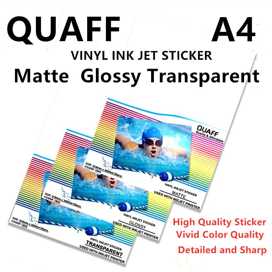 Quaff Printable Vinyl Sticker A4 size (20pcs/pack) - Comcard