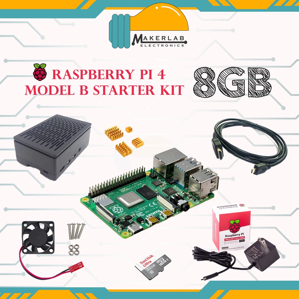 Raspberry Pi 4 Model B 8GB RAM Starter Kit OKdo Kit (NOT compatible ...