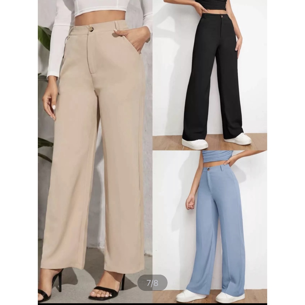 hqucloo--Suit Pants High Waist Slimming Elastic Waist Vertical Leg ...