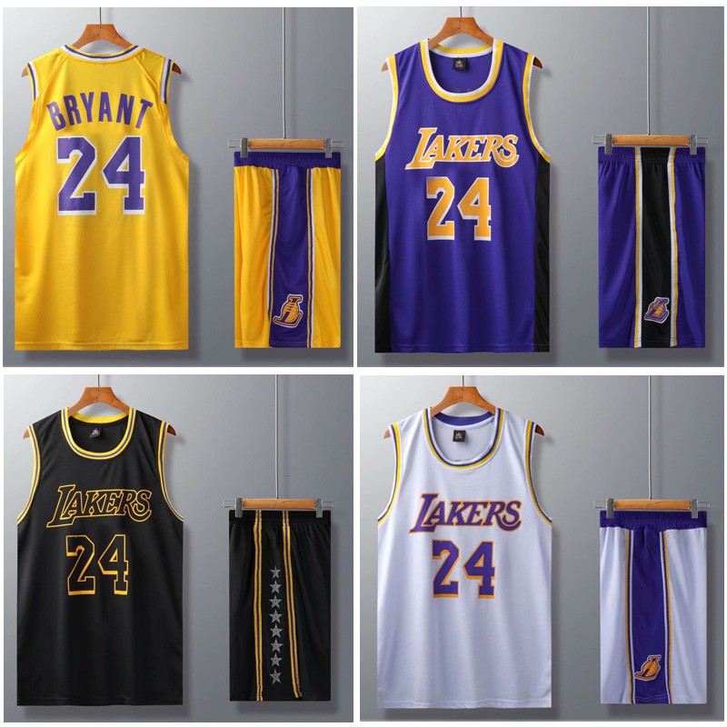 ❄ NBA Lakers Jersey 24 Kobe Bryant Jersey Kids Tops Shorts Jersey Set  Children Basketball Uniform Jersi