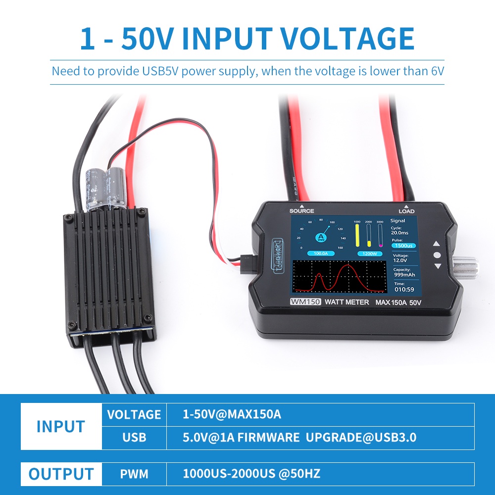 ToolkitRC WM150 150A 50V Watt Meter Power Analyzer 2.4