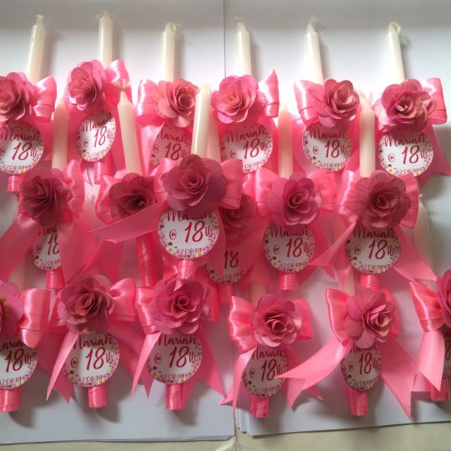 Customized Debut Birthday Baptismal Candle with Flower Shopee Philippines