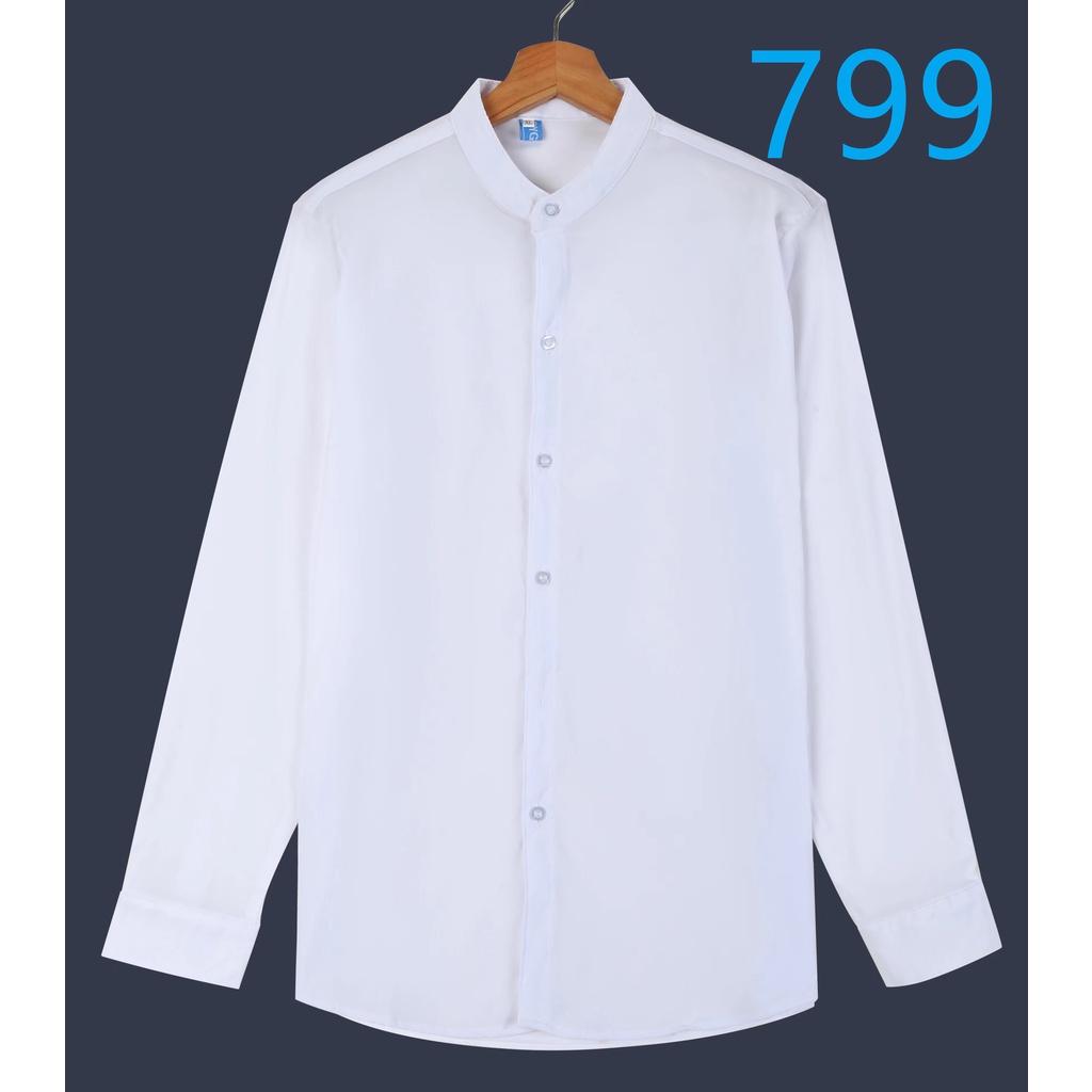 Chinese Collar Long Sleeve Polo Full Button For Men Shopee Philippines