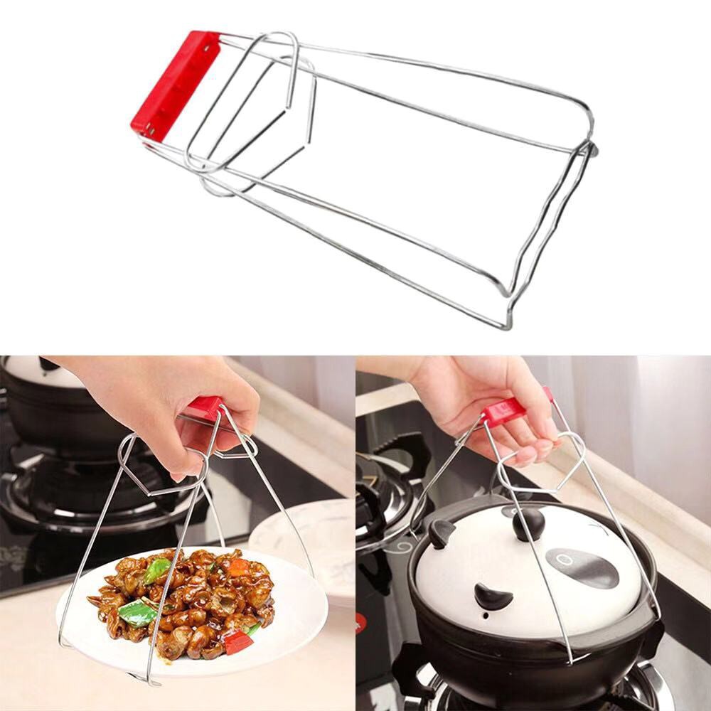 ZH421 Stainless Steel Fold-able Hot Bowl Clip Pots Clamp Tongs