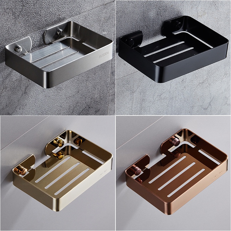 304 Stainless Steel Bathroom Soap Dish Soap Rack Toilet Free Punching ...