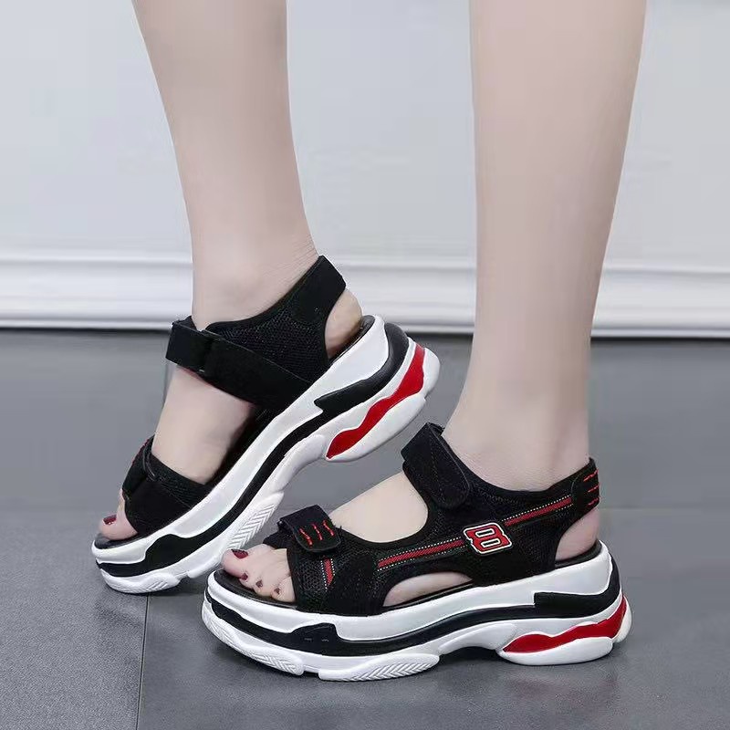 New Korean Fashion 3 Strap School Platforms Wedge Sports Thick Sandals ...