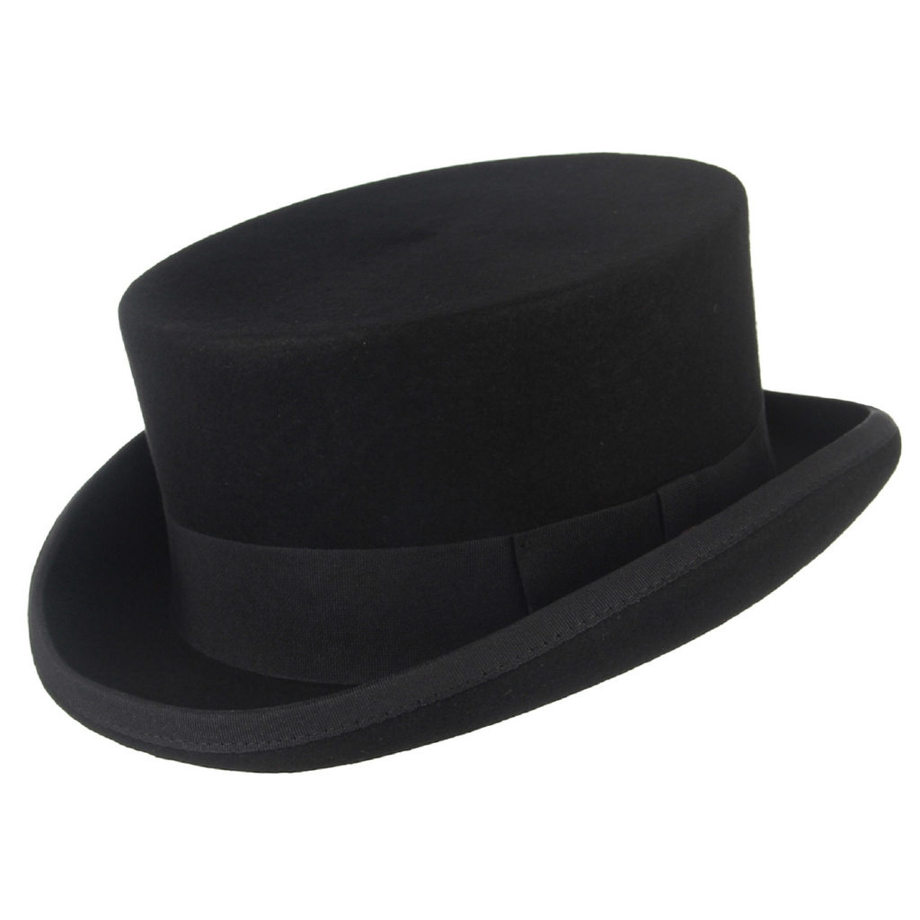 Men s 100 Wool Top Hat Satin Lined Party Dress Hats Derby Black Hat