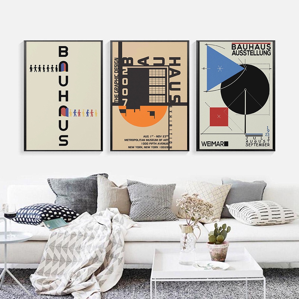 Bauhaus Exhibition Unique Geometric Poster Minimalist Art Canvas Print ...