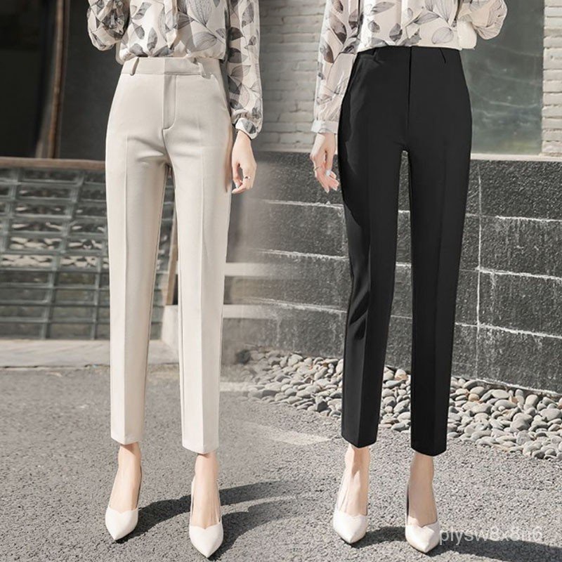 High Waist Solid Long Pants Women Summer Casual Suit Pants Female Loose  Pockets Classic OL Trousers
