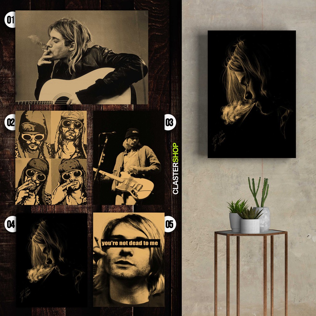 Poster KURT COBAIN Nirvanana Band ROCK Poster Wall Aesthetic Poster ...