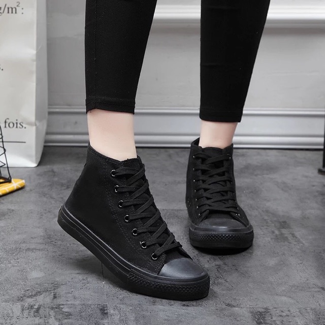 High cut hot sale black shoes