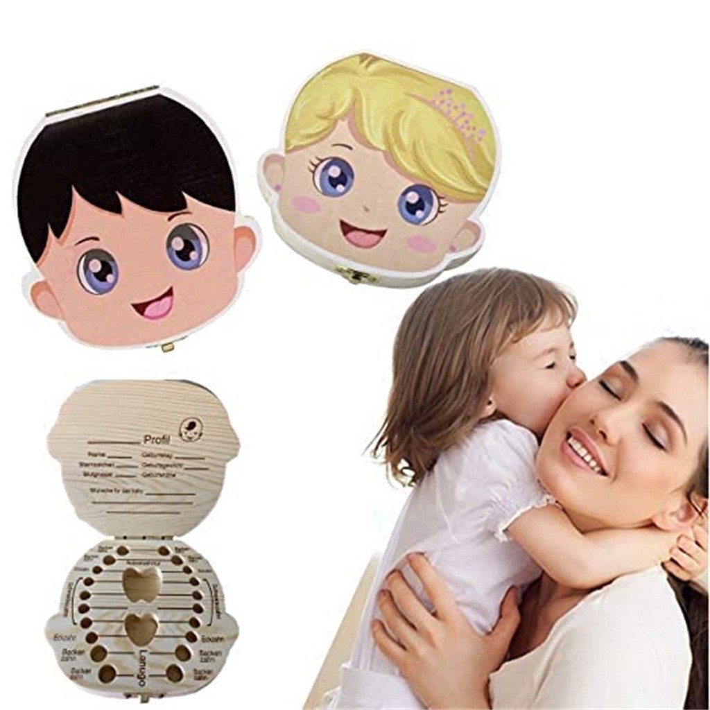 MGSS PH Baby Milk Teeth Box Baby Souvenirs Fetal Hair Tooth Save Wooden ...