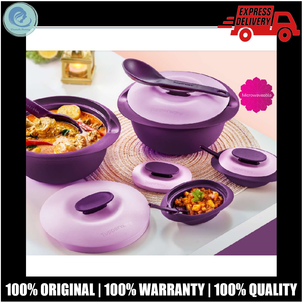 Tupperware Purple Royale Round Server with Serving Spoon (2pcs) 1.6L ...