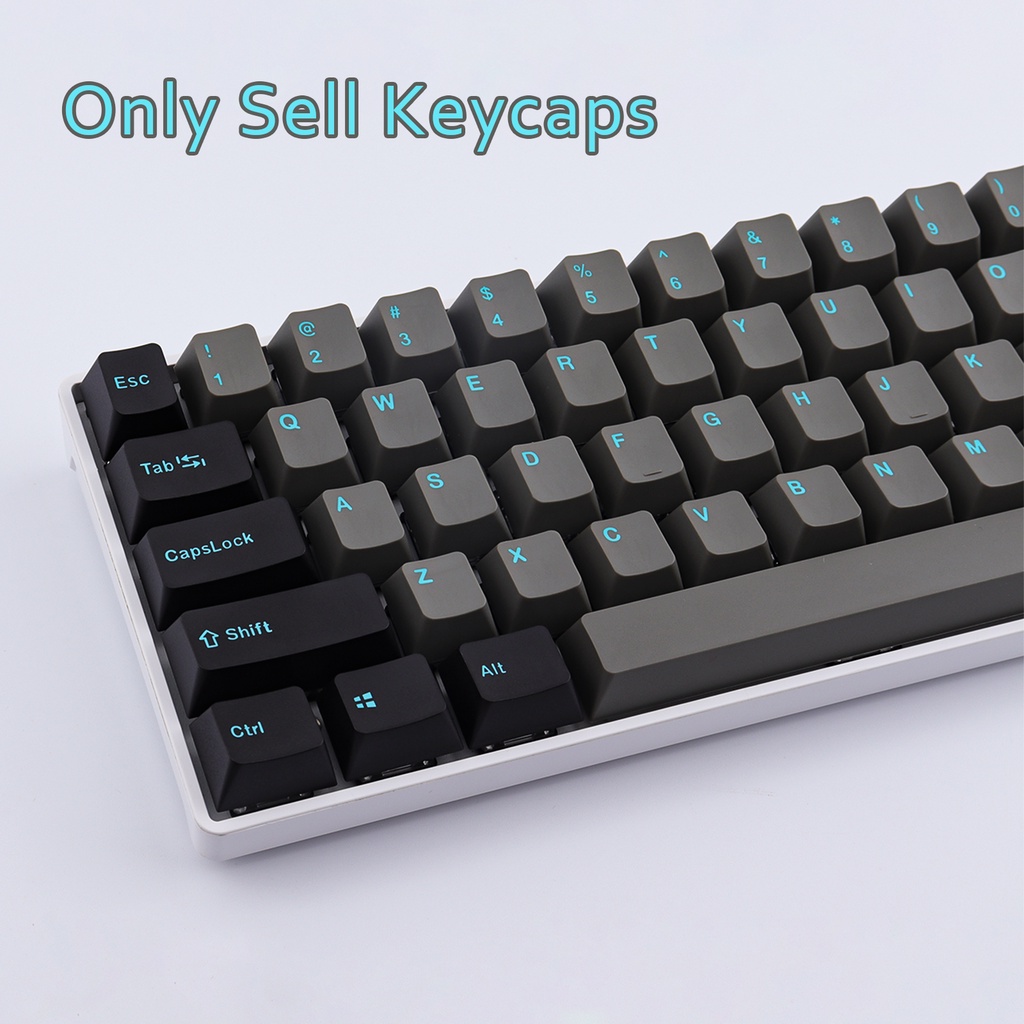 Graphite Cyan keycaps 123 keys PBT OEM profile Doubleshot keycaps for ...