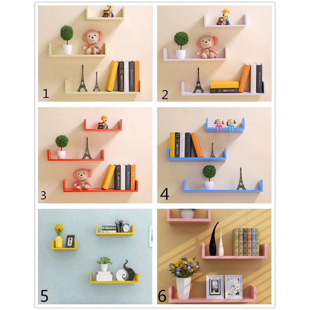 3pcs/set U Shaped Floating Tray Wall Rack Wedge Shelf DVD Book Storage ...