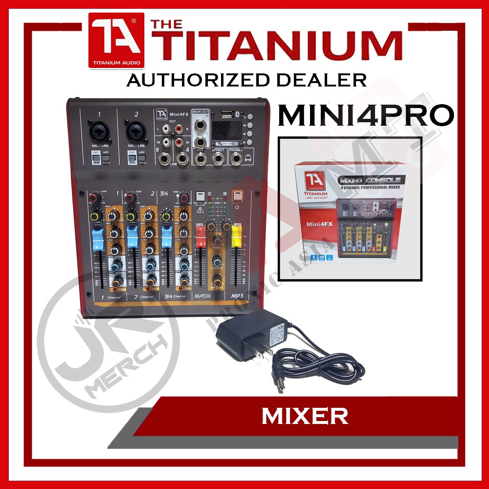 Titanium Audio (MINI4PRO) 4 Channel Professional Mixer with USB Input ...