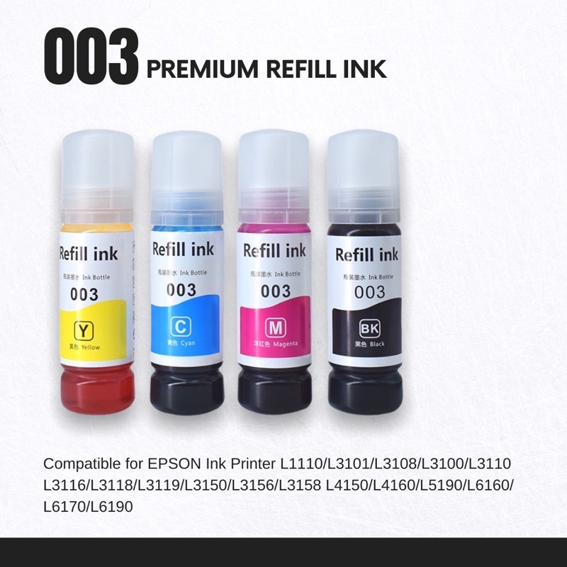 Wholesale！ YAMIGO Compatible Refill Ink 003 Dye Ink For EP L3110 L3150 ...