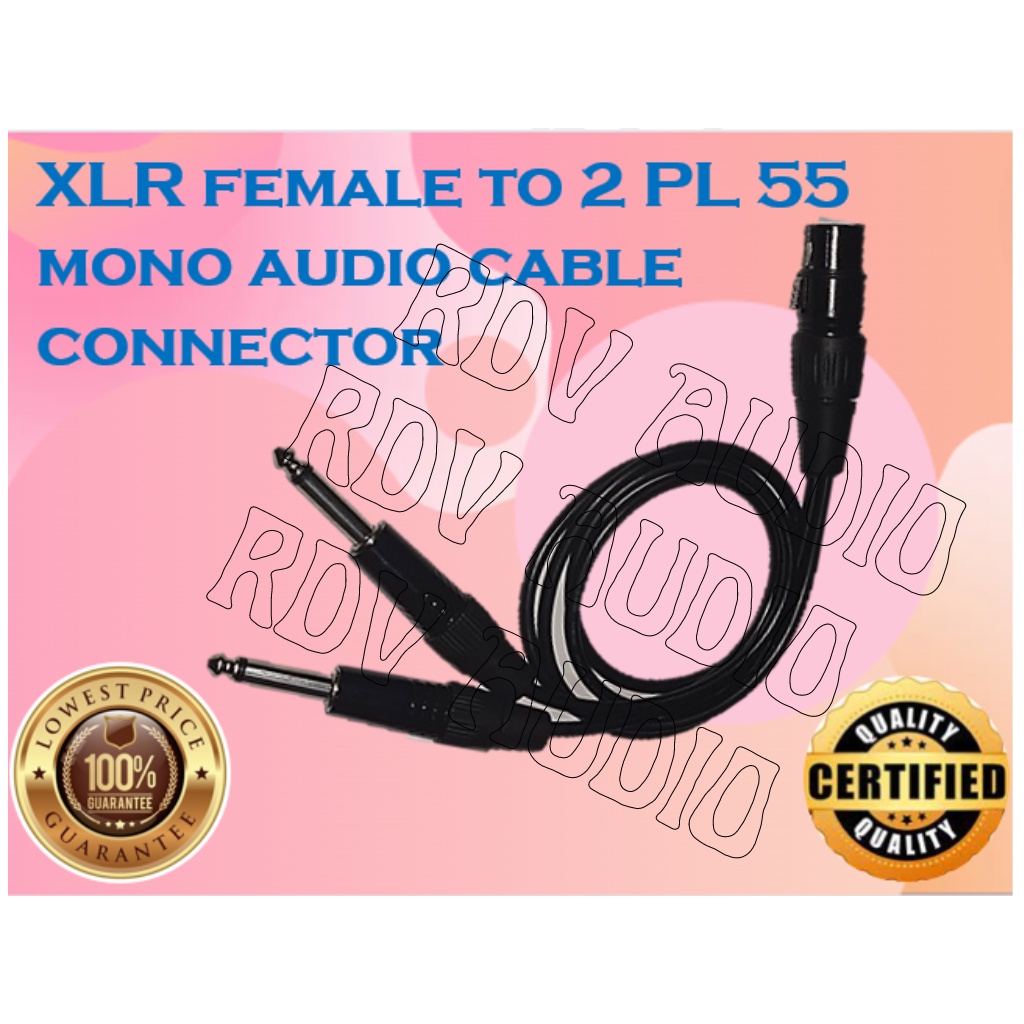 XLR female to 2 PL 55 mono audio cable connector | Shopee Philippines
