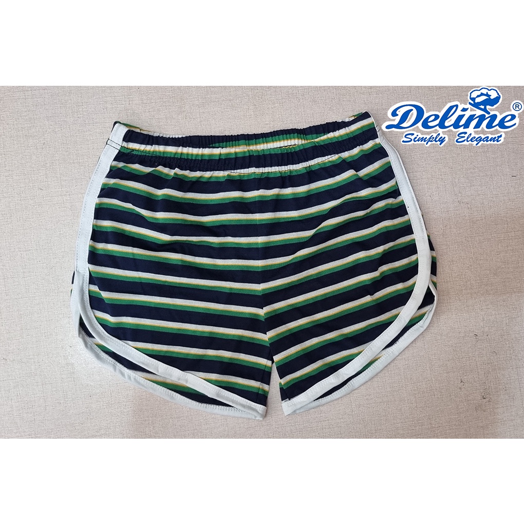 Delime Ladies Short / Tiktok Jogging (Navy Blue & Stripes Green, Gold