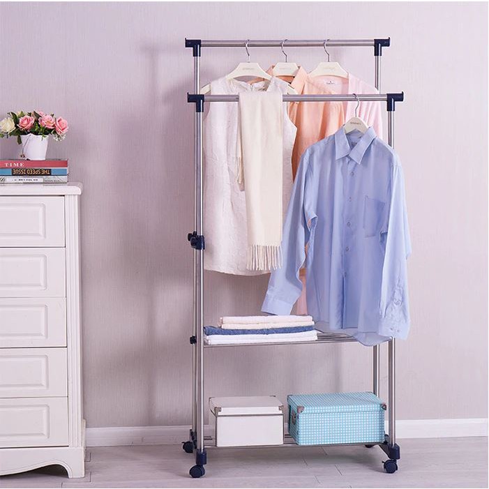 Adjustable Sampayan Double Pole Stainless Steel Clothes Rack | Shopee ...