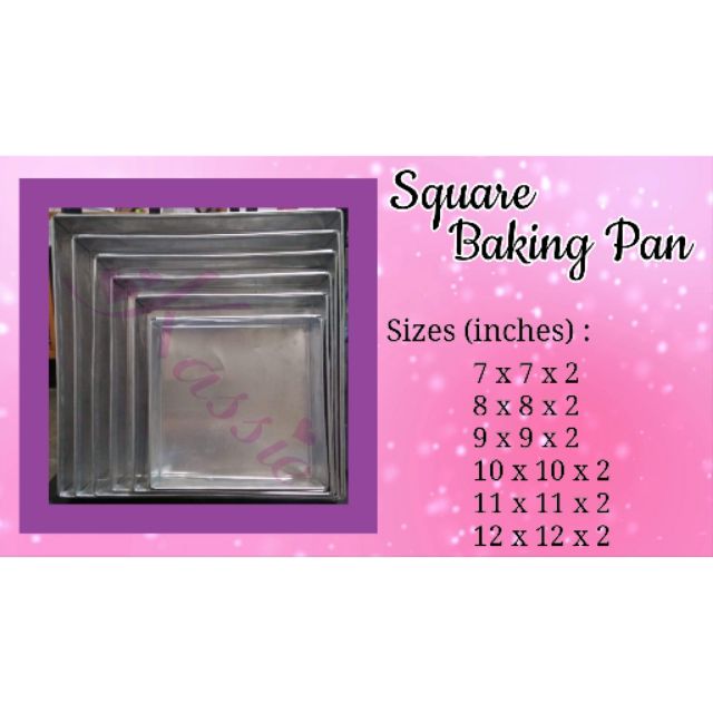 Square baking 2024 pan sizes