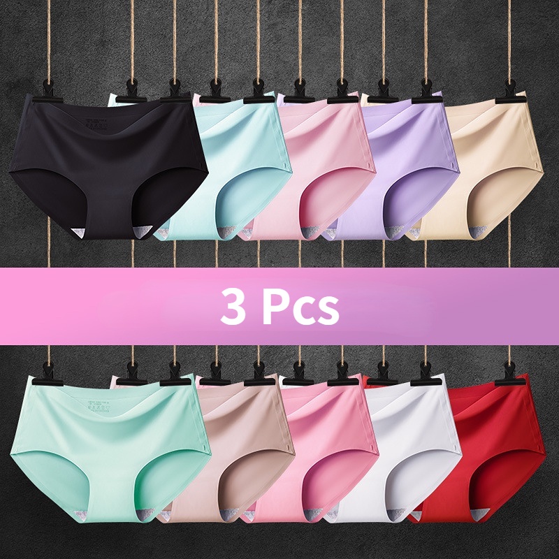 3Pcs/Lot Women's Panties Sets Lace Seamless Underwear Female Silk