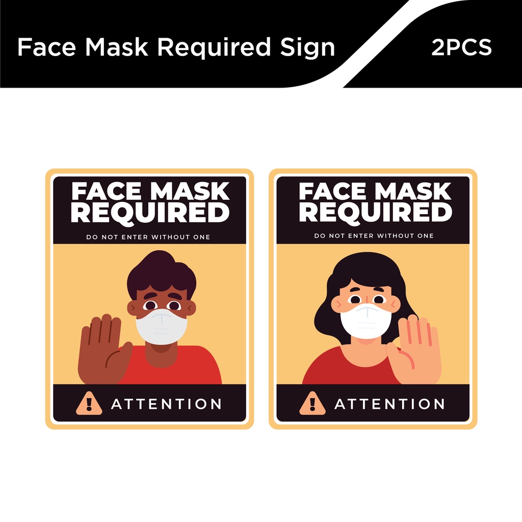DSign Facemask Required Yellow Boy or Girl Sign Safety Signages Vinyl ...