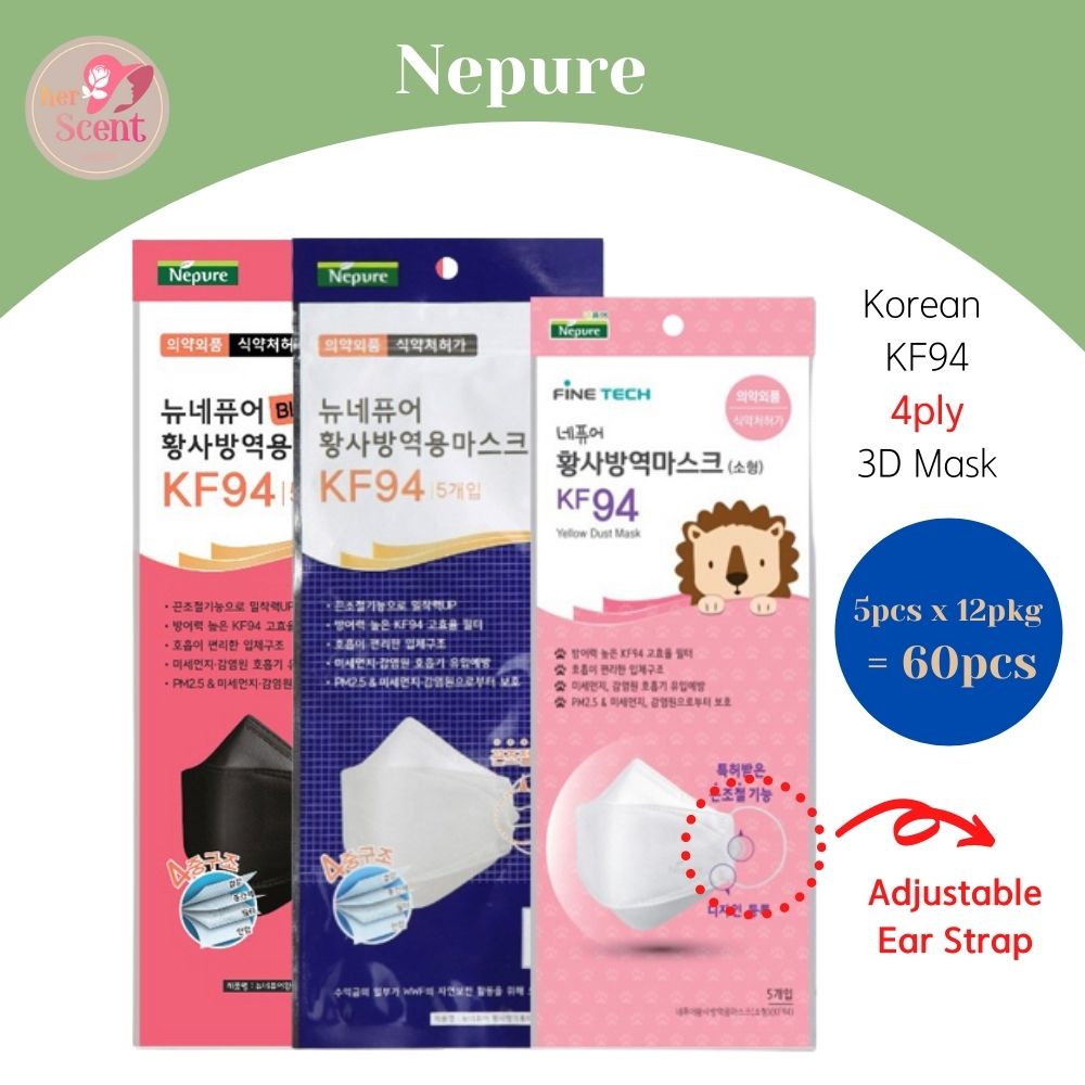 [FINE TECH] Nepure KF94 4ply 3D Korean Mask (Large, Small, Black) 5pcs ...