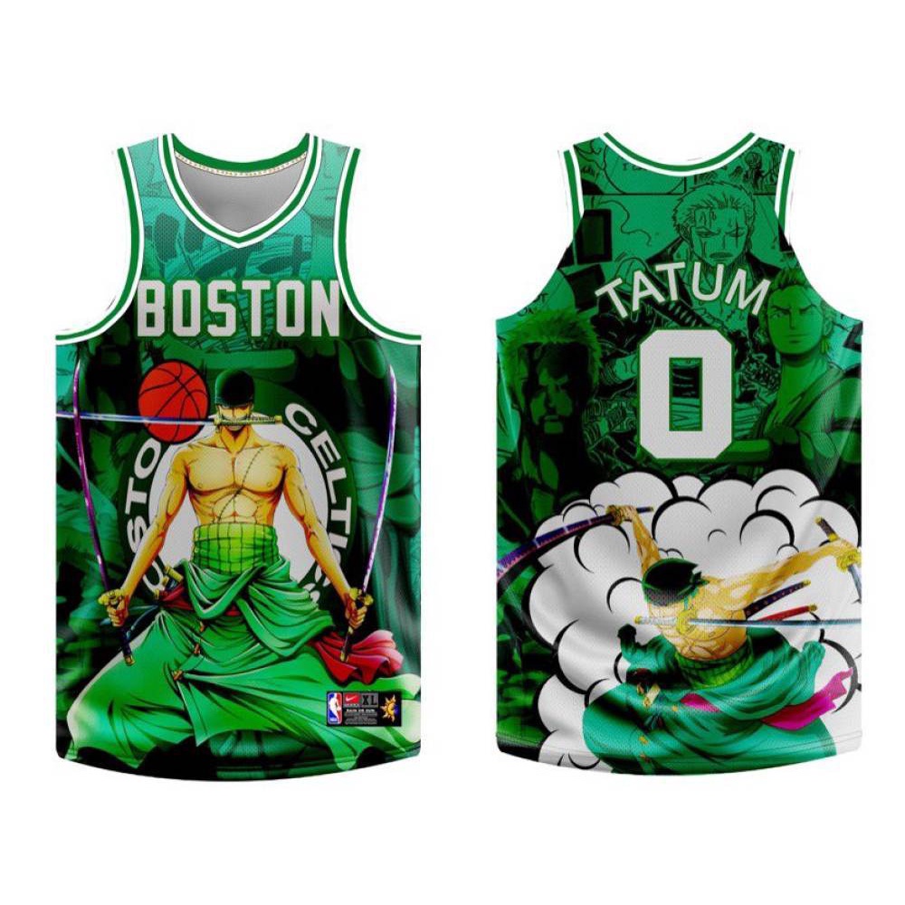 2023 New Boston Celtics Basketball Jersey Zoro Anime Nba Cut Design