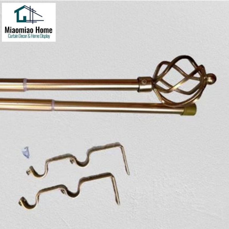 Home Decorative Double Rods Adjustable Extendable Thick Modern Curtain Rod Gold and Silver w