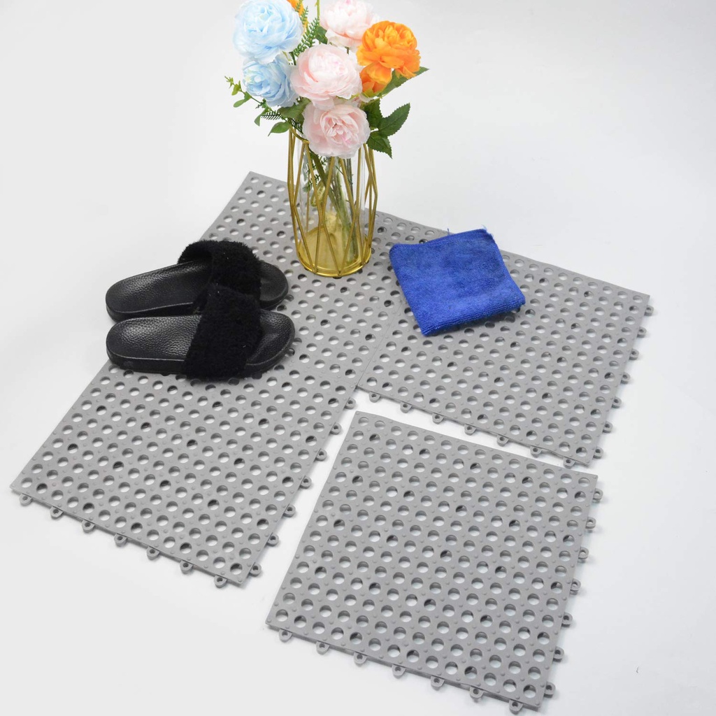 4PCS Interlocking Rubber Floor Tiles with Drain Holes DIY Bathroom Shower TilesBRM003 Shopee