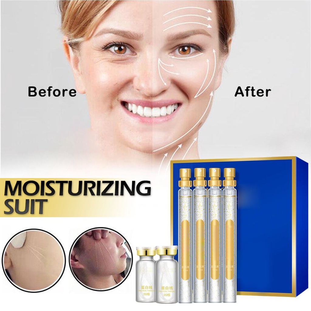 Protein Thread Lifting Set Active Collagen Skin Care Gold Foil Face