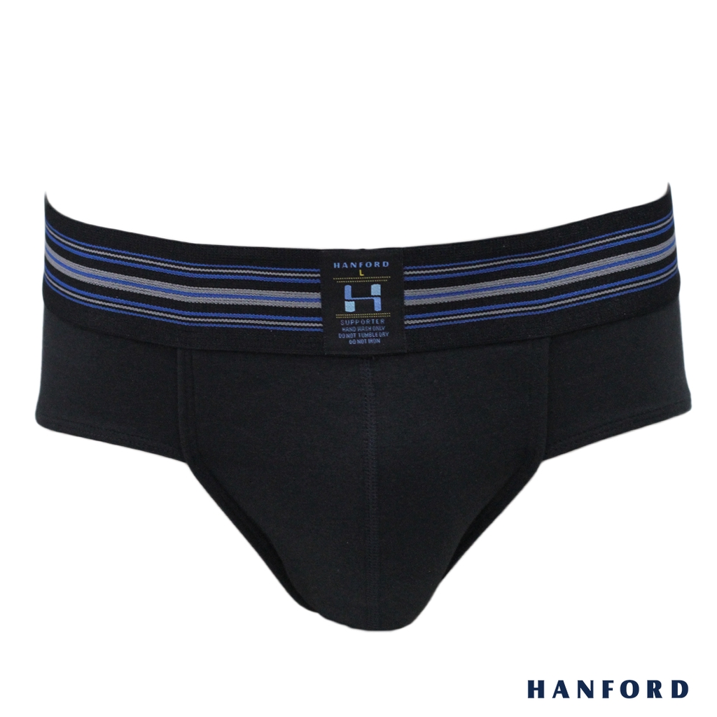 Hanford Athletic Men Cotton w/ Spandex Supporter Briefs - Black/Blue ...