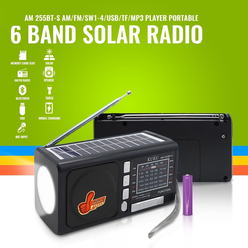 Solar Bluetooth AM/FM/SW 4 band Radio FP-255BT with USB/TF music player ...