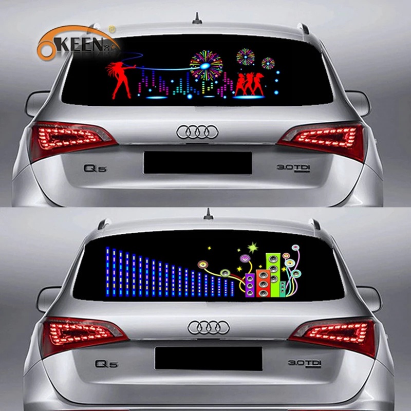 LED Car Windshield Sound Activated Equalizer Car Neon EL Light Music ...