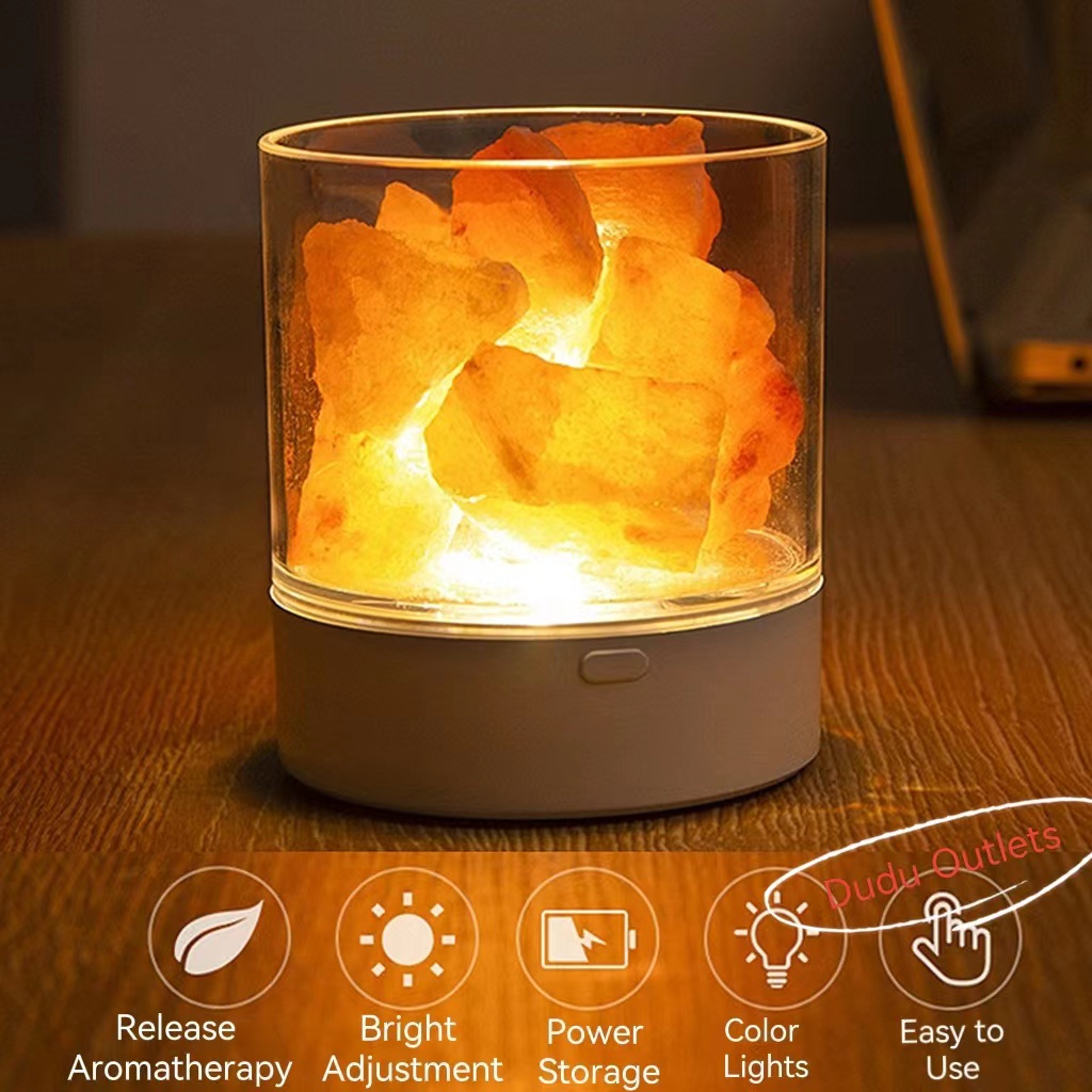 Rechargeable Romantic Himalayan Crystal Salt Lamp, Aroma Therapy Salt